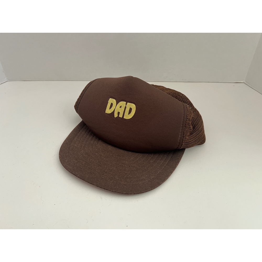 Vintage DAD Trucker Hat Brown Mesh Snapback Foam Cap Made in Taiwan